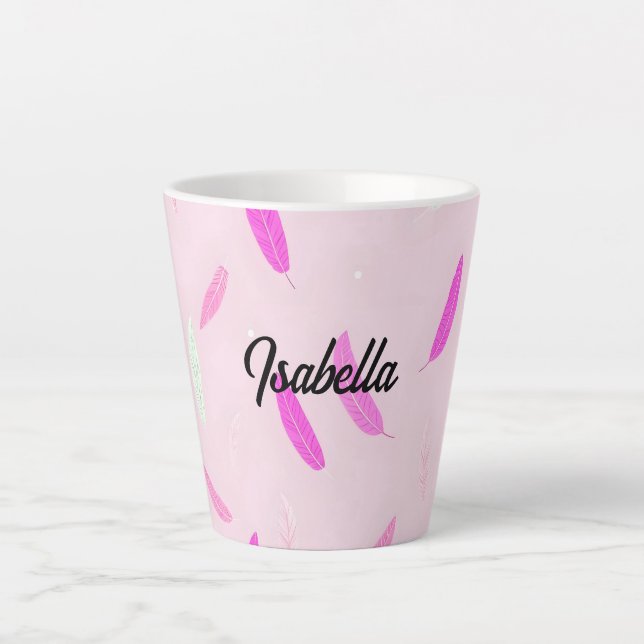 Luxury Trendy Feathers Boho Collection Latte Mug (Front)
