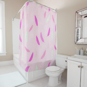 Luxury Trendy Feathers Boho Collection Shower Curtain