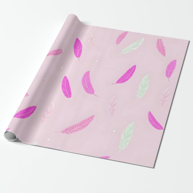 Luxury Trendy Feathers Boho Collection Wrapping Paper (Unrolled)