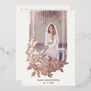 Luxury Trendy Floral My First Holy Communion Photo
