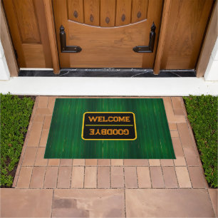 Luxury Trendy Green Gold Linen Texture Collection Doormat