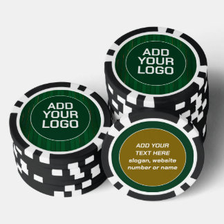 Luxury Trendy Green Gold Linen Texture Collection Poker Chips