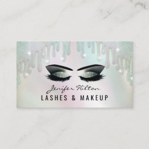 Luxury trendy holographic drips makeup eyes business card