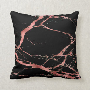 Luxury Trendy Pink Black Marble Cotton Cushion