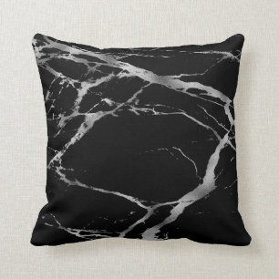 Luxury Trendy Silver Black Marble Cotton Cushion