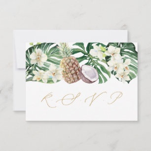 Luxury Tropical Bouquet Wedding Reply Meal Choices RSVP Card