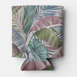 Luxury tropical leaves: pastel seamless. can cooler