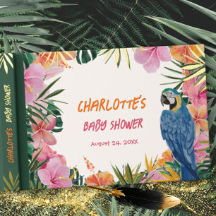 Luxury Tropical Parrot Jungle Baby Shower Guest Book