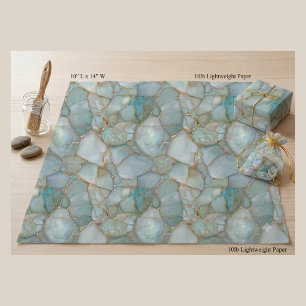 Luxury Turquoise Agate Geode Gold Veins Decoupage Tissue Paper