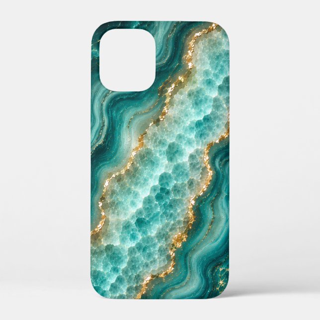 Luxury Turquoise Agate Marble with Gold Veins Case-Mate iPhone Case (Back)