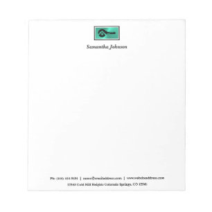 Luxury Turquoise & Black Key Real Estate Notepad