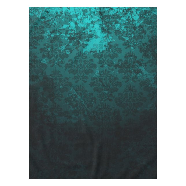 Luxury Turquoise Damask Tablecloth (Front)