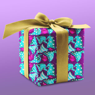 Luxury turquoise faux glitter gnome hat Christmas Wrapping Paper