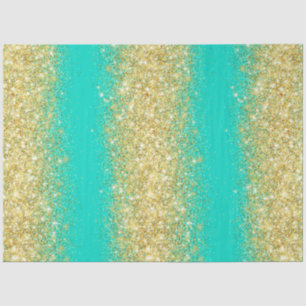 Luxury Turquoise Gold Glitter Tissue Paper