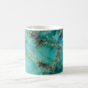 Luxury Turquoise Stone with Elegant Gold Veins Coffee Mug