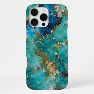 Luxury Turquoise Stone with Elegant Gold Veins iPhone 16 Pro Max Case