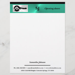 Luxury Turquoise with Black Key Real Estate Custom Letterhead
