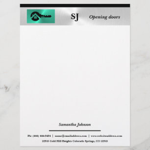 Luxury Turquoise with Black Key Real Estate Custom Letterhead