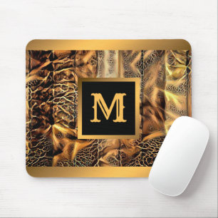 Luxury Unique Wood Gold Monogrammed Mouse Pad