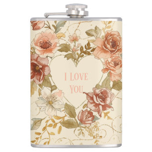 Luxury, Valentine's Day, I Love You , Roses Hip Flask