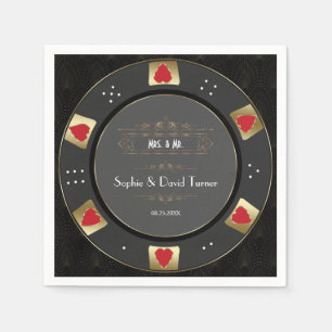 Luxury Vegas Gold Casino Poker Chip Wedding  Napkin