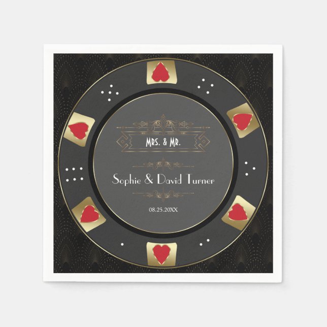 Luxury Vegas Gold Casino Poker Chip Wedding  Napkin (Front)