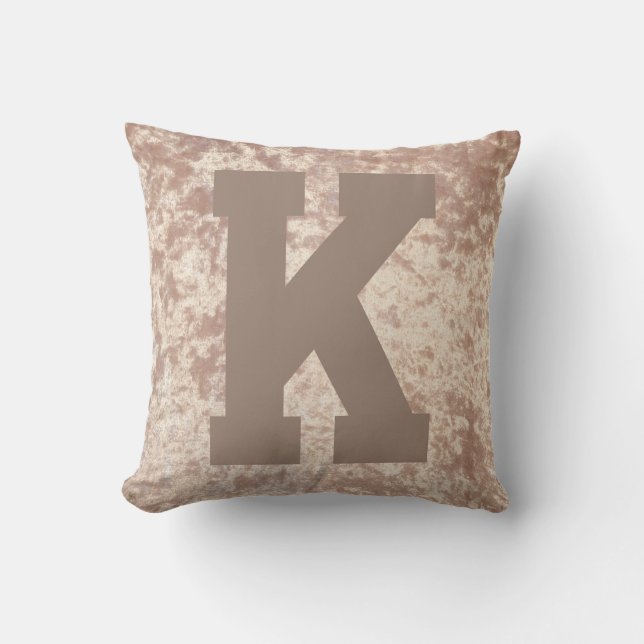 Luxury velvet stylish throw pillow cushion initial (Front)
