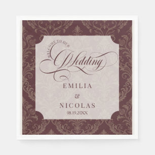 Luxury Victorian Burgundy Wedding Napkin