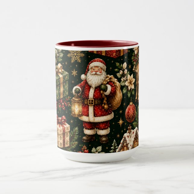 Luxury Vintage Christmas Holiday Pattern Combo Mug (Center)