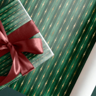 Luxury Vintage Dark Green gold stripes Gothic Wrapping Paper