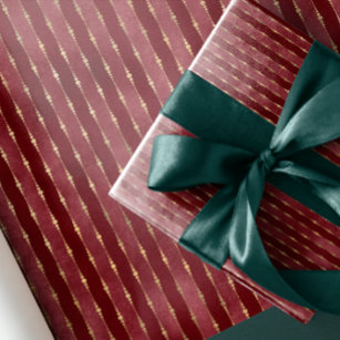 Luxury Vintage Dark red gold stripes Wrapping Paper