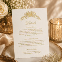 Luxury Vintage Floral Regency Wedding Details Card