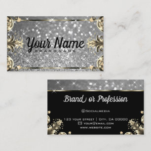Luxury Vintage Flourish Glitter Luminous Stars Business Card