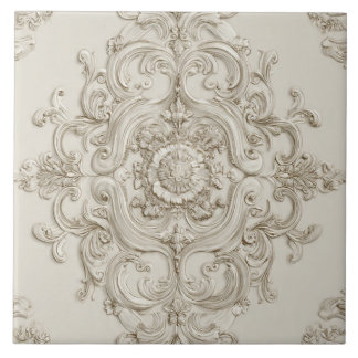 Luxury Vintage French Baroque Beige Ivory Minimal Ceramic Tile