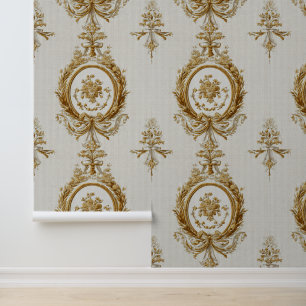Luxury Vintage Louis xvi Neoclassic French Cream Wallpaper
