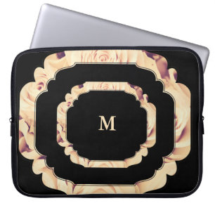 Luxury Vintage Roses monogrammed Laptop Sleeve
