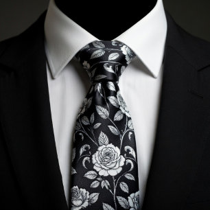 Luxury Vintage Roses on Black Tie