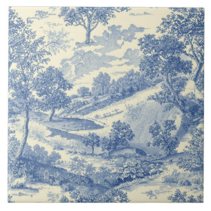 Luxury Vintage Soft Toile Jouy French Countryside Ceramic Tile