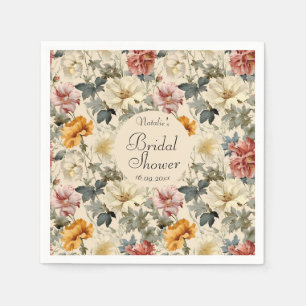 Luxury vintage style watecolor floral Bridal Napkin