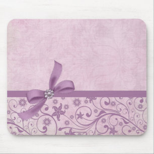 Luxury Violet Ribbon Elegant Damask Mousepad