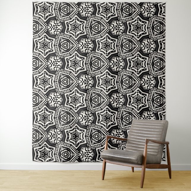Luxury Wall Tapestry | Chequerboard Fabric Art (In Situ)