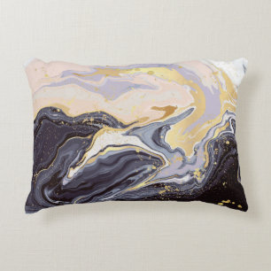 luxury wallpaper. Pink and black marble and gold a Decorative Cushion