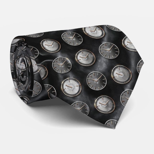 Luxury Watch Dial Pattern Tie (Rolled)
