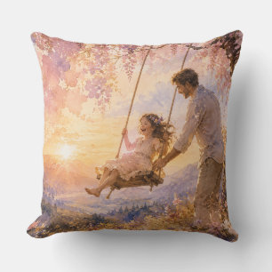 Luxury Watercolor Father and Daughter Swing Cushion