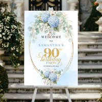 Luxury Watercolor Hydrangeas 90th Birthday Welcome