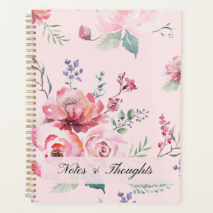 Luxury Watercolor Pink Roses Custom Name Planner