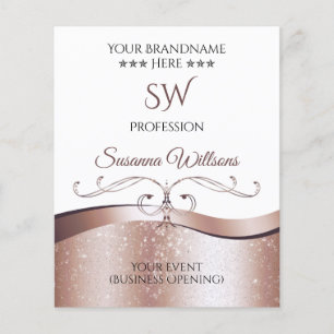 Luxury Wavy Rose Gold Decor White Monogram Flyer
