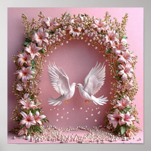 Luxury Wedding Doves Elegant Romantic Art 💍🕊️👑✨ Poster