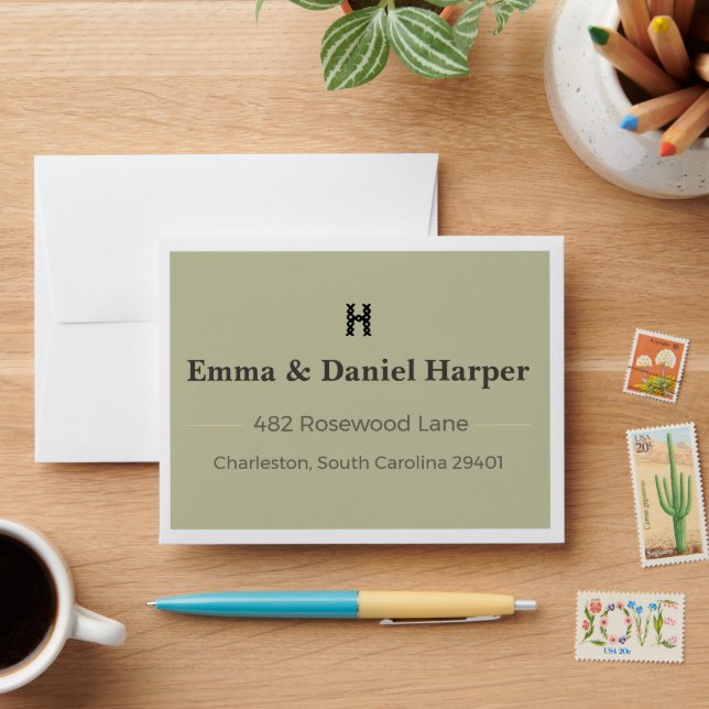 Luxury Wedding Envelope | Custom Return Address Envelope (Desk)