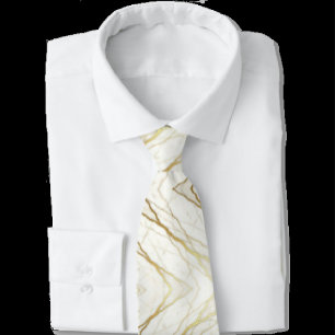 Luxury Wedding & Event Tie White & Gold Marble